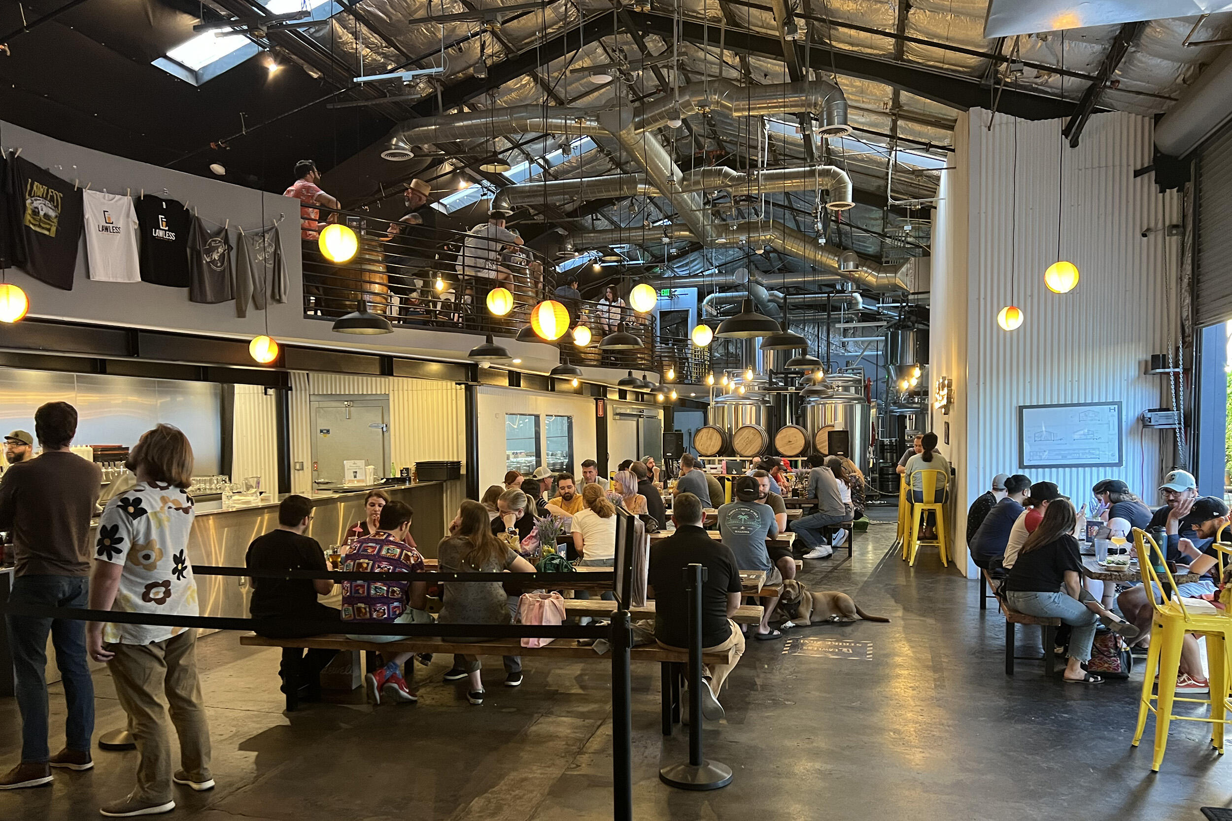 Interior of converted Industrial Factory into brewerey and tasting room.