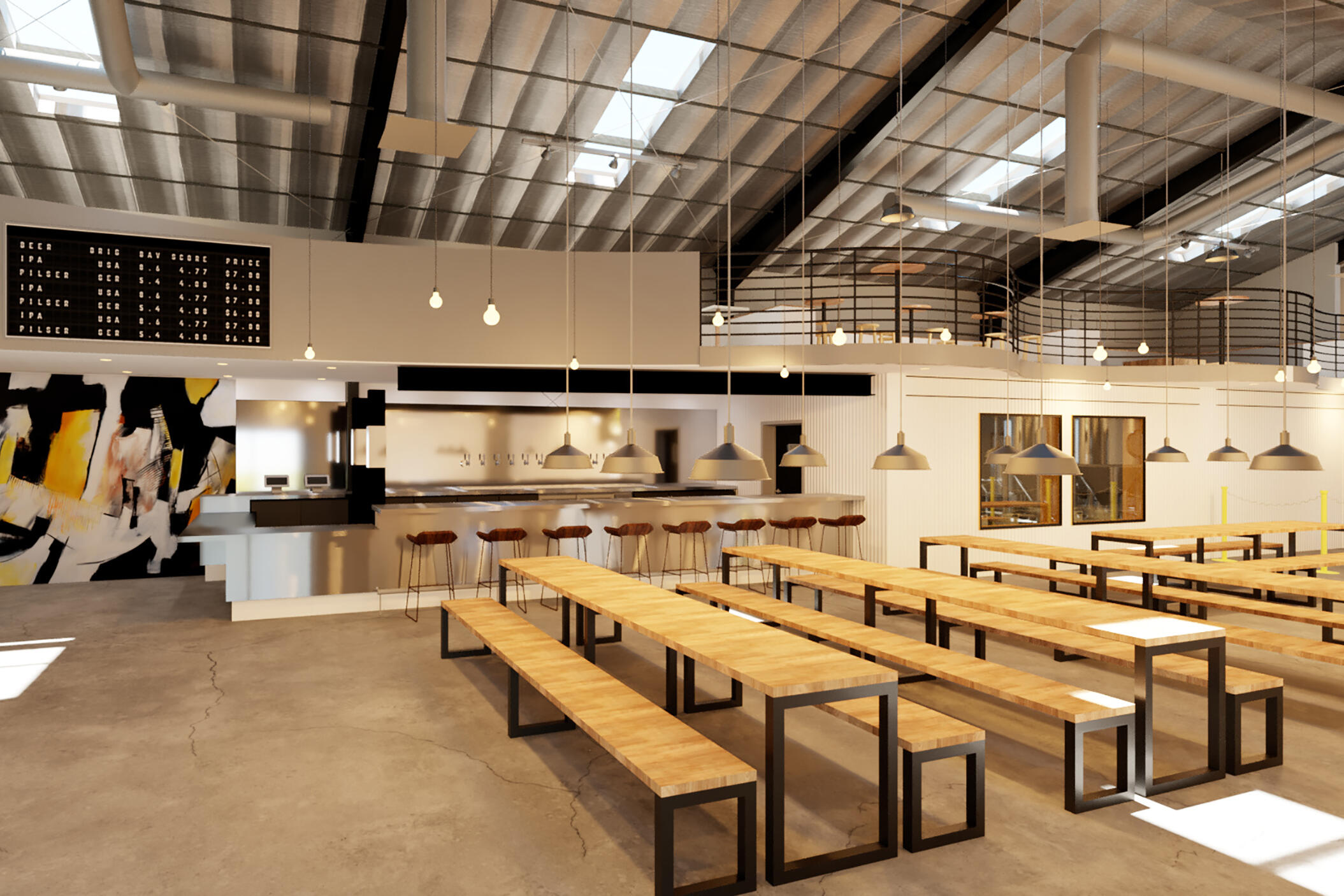 Rendering of tasting room and bar.