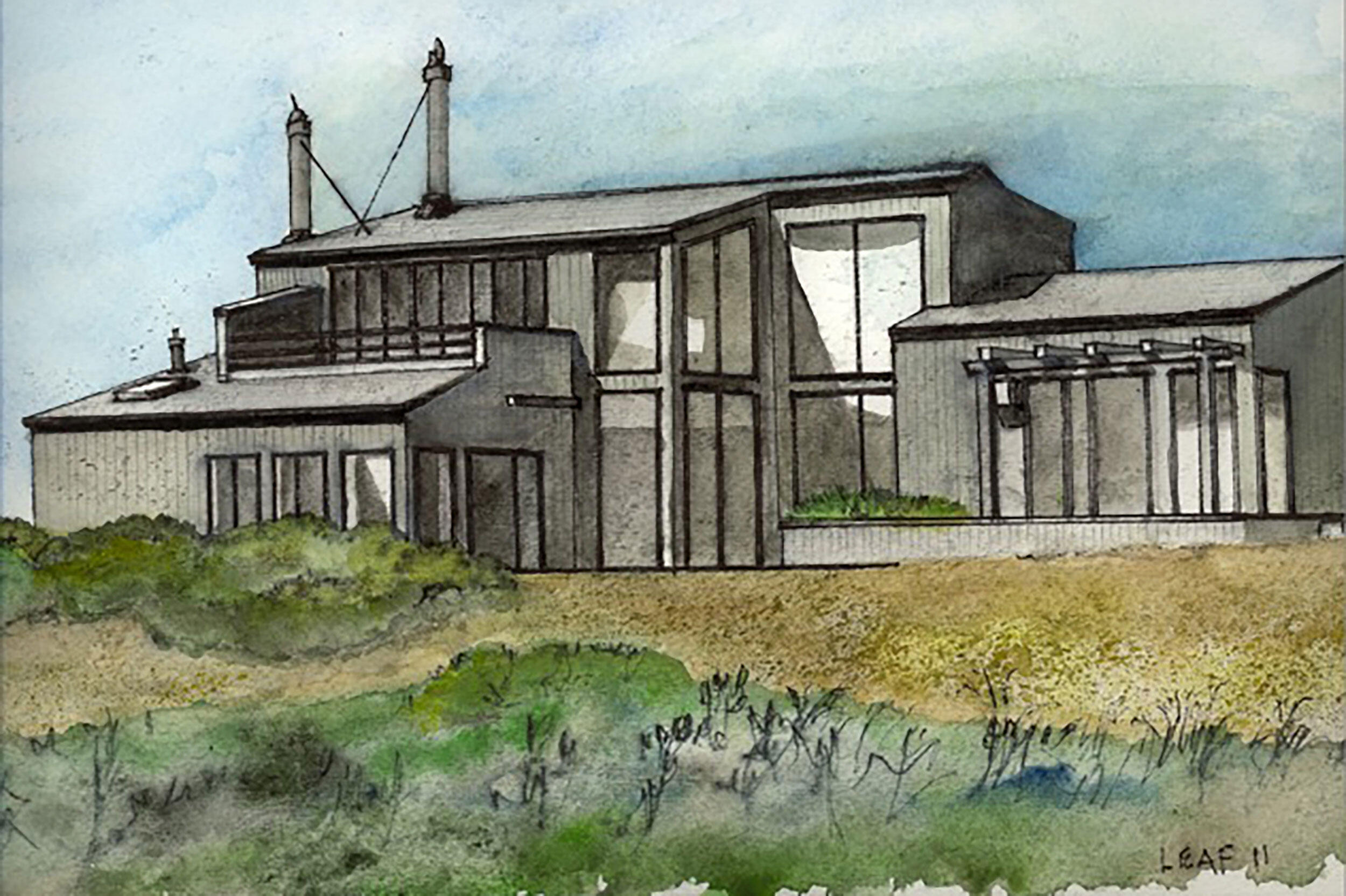 Watercolor Rendering, Sea Ranch Residence