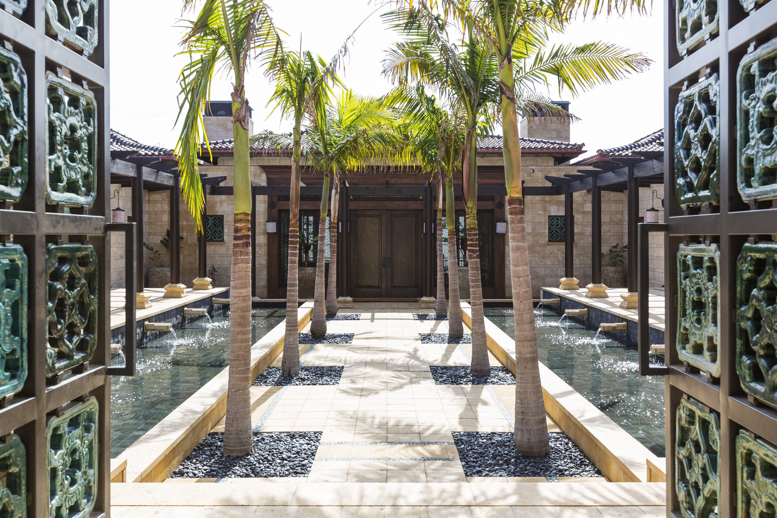 View of Bali Inspired Entry Courtyard.