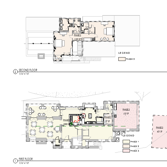 Phasing Diagram floor plans to break down total scope of work into manageable pieces.