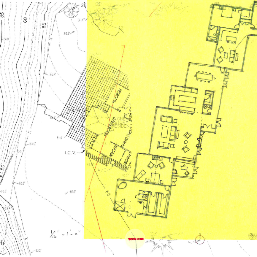 Site plan sketch reorienting the proposed house to maximize views.