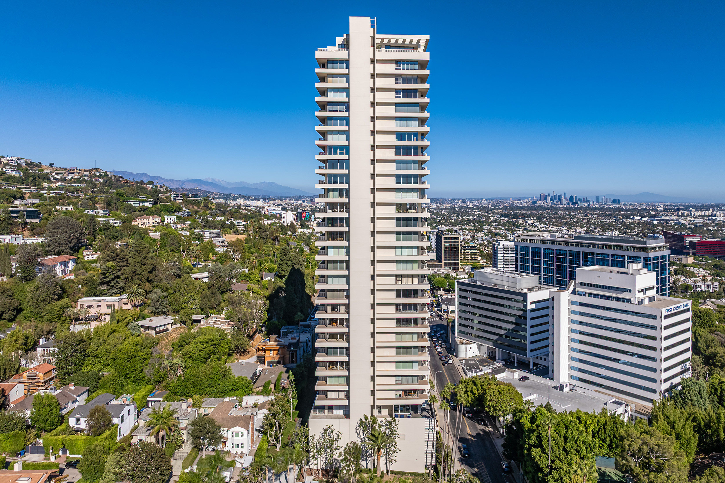 Exterior view of apartment building in West Hollywood.