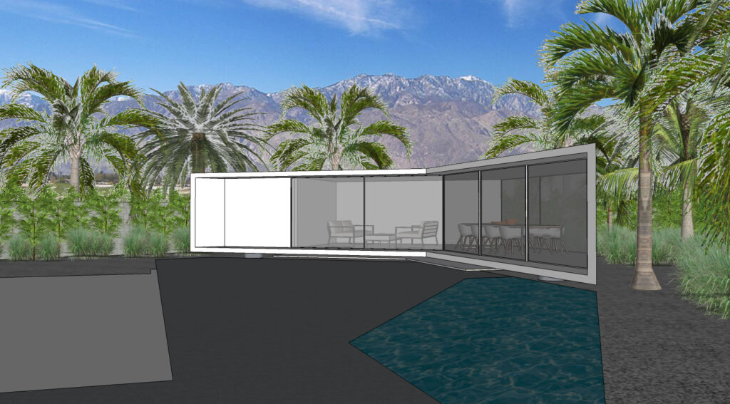 Sketchup view of the Monocoque Pool House.