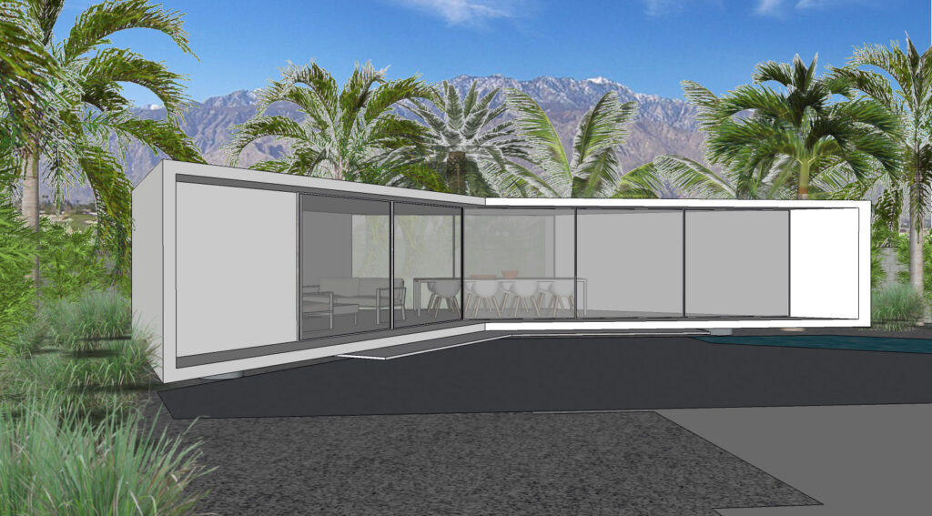 Sketchup view of the Monocoque Pool House.
